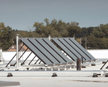 Solar thermal systems supply more than 30 percent of the hot water needs for two buildings which saves a lot of thermal power