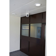 Internal CCTV cameras provide uninterrupted coverage of doors and foyers