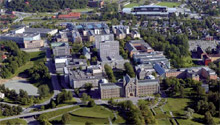 The university buildings are scattered over a large area, making effective surveillance difficult