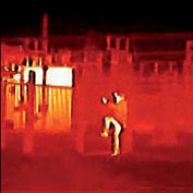 Thermal camera image artificially coloured to help distinguish different shades