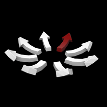 Image of outward arrows to represent decentralised processin