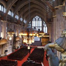 FireVu video smoke detection solution for the Great Hall is almost undetectable, hidden in the wooden structures