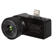 The Seek Thermal Compact and Compact XR plug directly into an iOS or Android smartphone