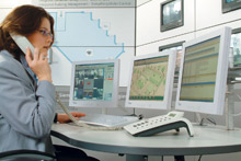 Siemens monitoring station in the centre's management suite