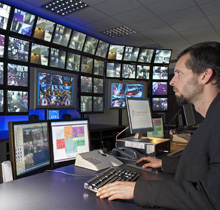 The surveillance control room at the Casino Théâtre Barrière de Toulouse