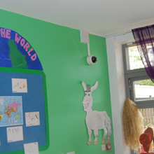 The SND-3082 features PoE which means that both power and video/audio transmissions can be provided via a single Ethernet cable connected to Gingerbread Corner’s network