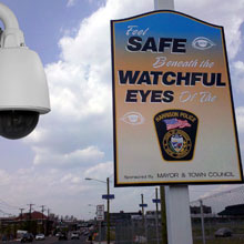 cctv dome next to 'watch ou' street note