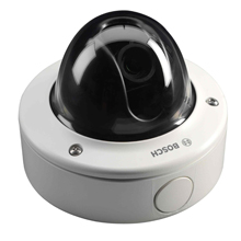 The Bosch FlexiDome cameras are installed within the building to monitor the reception