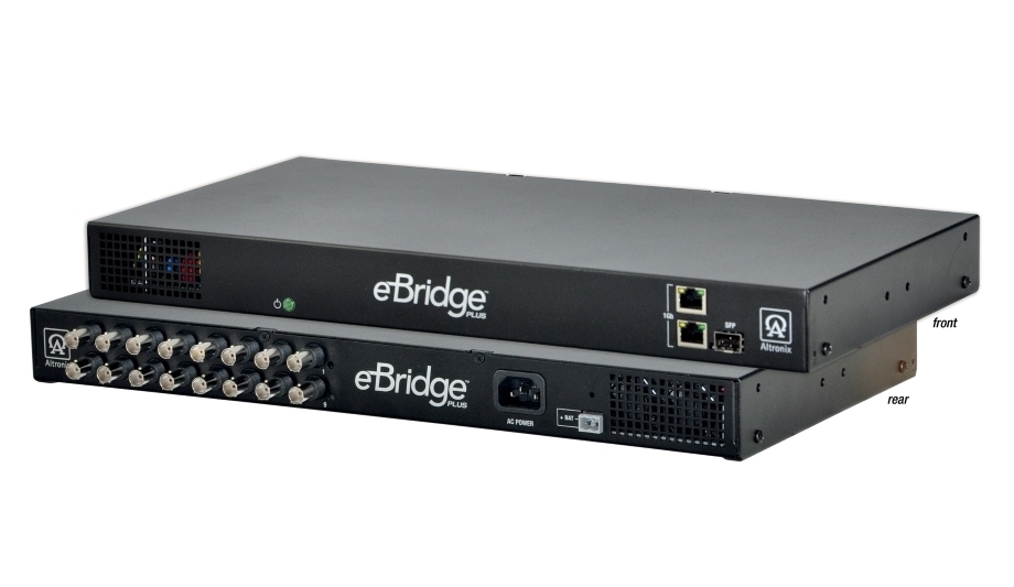 Altronix’s high-end eBridge 16-Port Ethernet over Coax PoE switch accommodates fiber optics for more versatile enterprise system solutions