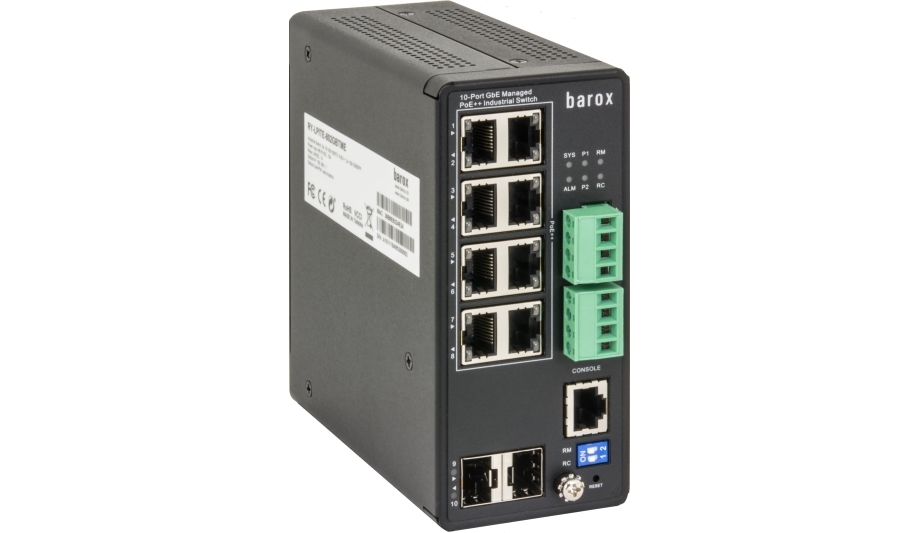 barox releases RY LPITE-802GBTME 480-Watt PoE DIN Rail Industrial Managed Switch