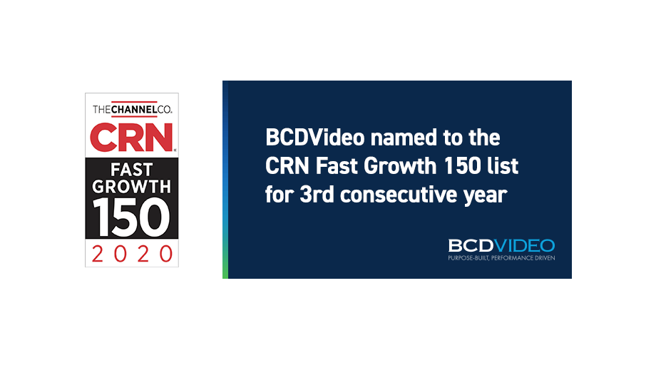 BCDVideo announces making it to the 2020 Fast Growth 150 list for the third consecutive year