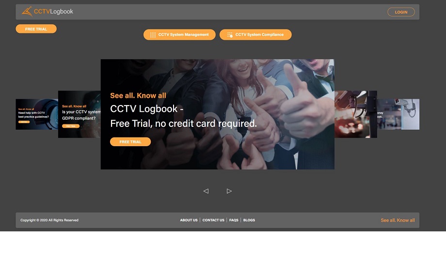CCTV Logbook portal for entering CCTV system information announces free trial for 30 days