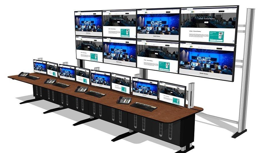 Custom Consoles and Virtual Infosec Africa deliver MediaWall video monitor display and desk to a bank in Ghana