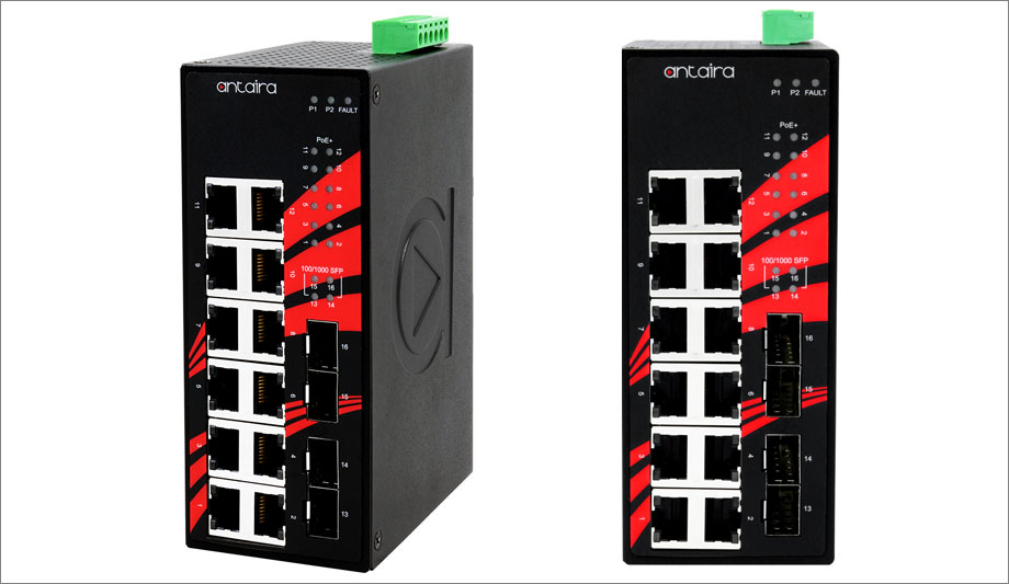 Antaira introduces LNP-1604G-SFP PoE industrial Gigabit PoE+ unmanaged Ethernet switch series