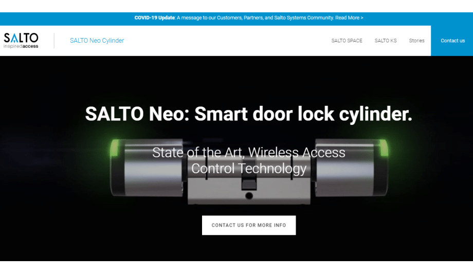 SALTO announces the launch of their Neo Cylinder microsite detailing their electronic access control solutions