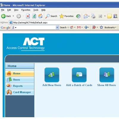ACTWeb, web based interface for ACTpro access control software