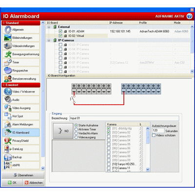 artec MULTIEYE VIRT-IO CCTV software with capability of inter-connecting relay and recording processes