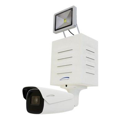 Speco Technologies DD2 Indoor/Outdoor Digital Deterrent® Alert Box with Built-in Flood Light, 4MP IP Bullet Camera with Advanced Analytics and Siren