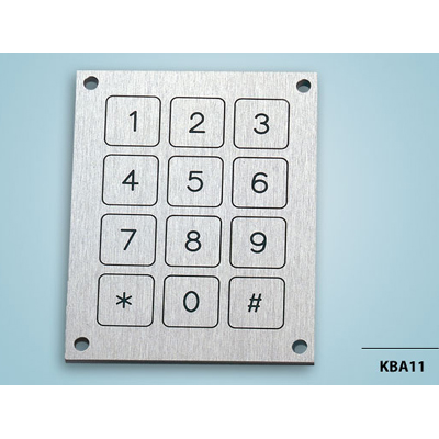 Vandal proof metal 3x 4 keypads Piezoelectric keypad from Baran Advanced Technologies