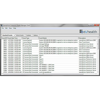 exacqVision EHM-01 stand-alone client server monitoring system