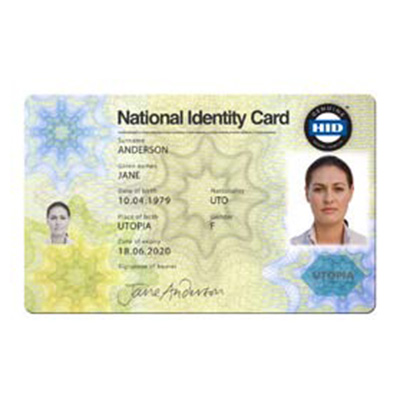 HID Polycarbonate ID Card laminated e-ID card