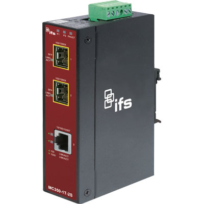 IFS MC350-1T-2S gigabit ethernet to 2-port SFP industrial media converter