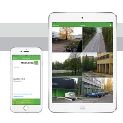 Mirasys Spotter Mobile remote access to video surveillance footage via various mobile devices