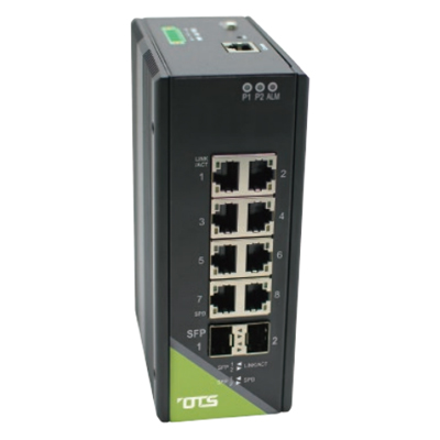 OT Systems IET8222MH-S-DR hardened managed 10 port Ethernet switch