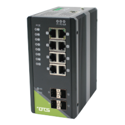 OT Systems IET8242MPp-S-DR industrial managed 12 port Ethernet switch