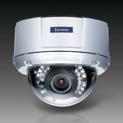 Surveon CAM4260 dome camera with IP66 vandal proof protection for outdoor applications