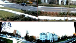 Oncam Grandeye IP 360° Camera Example Showing 180° View and Views from Two Virtual Cameras