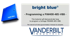Vanderbilt bright blue/lite blue: How to program a PIM400 485 VBB