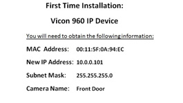 Vicon V960-N Series Megapixel IP Cameras - Setup, Installation & Configuration