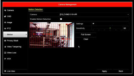 Vanderbilt Eventys EX motion detection configuration